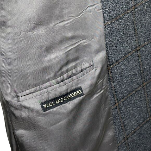 Corneliani Men 42R Gray Blazer Jacket Sport Coat Wool Cashmere Windowpane - Picture 6 of 6